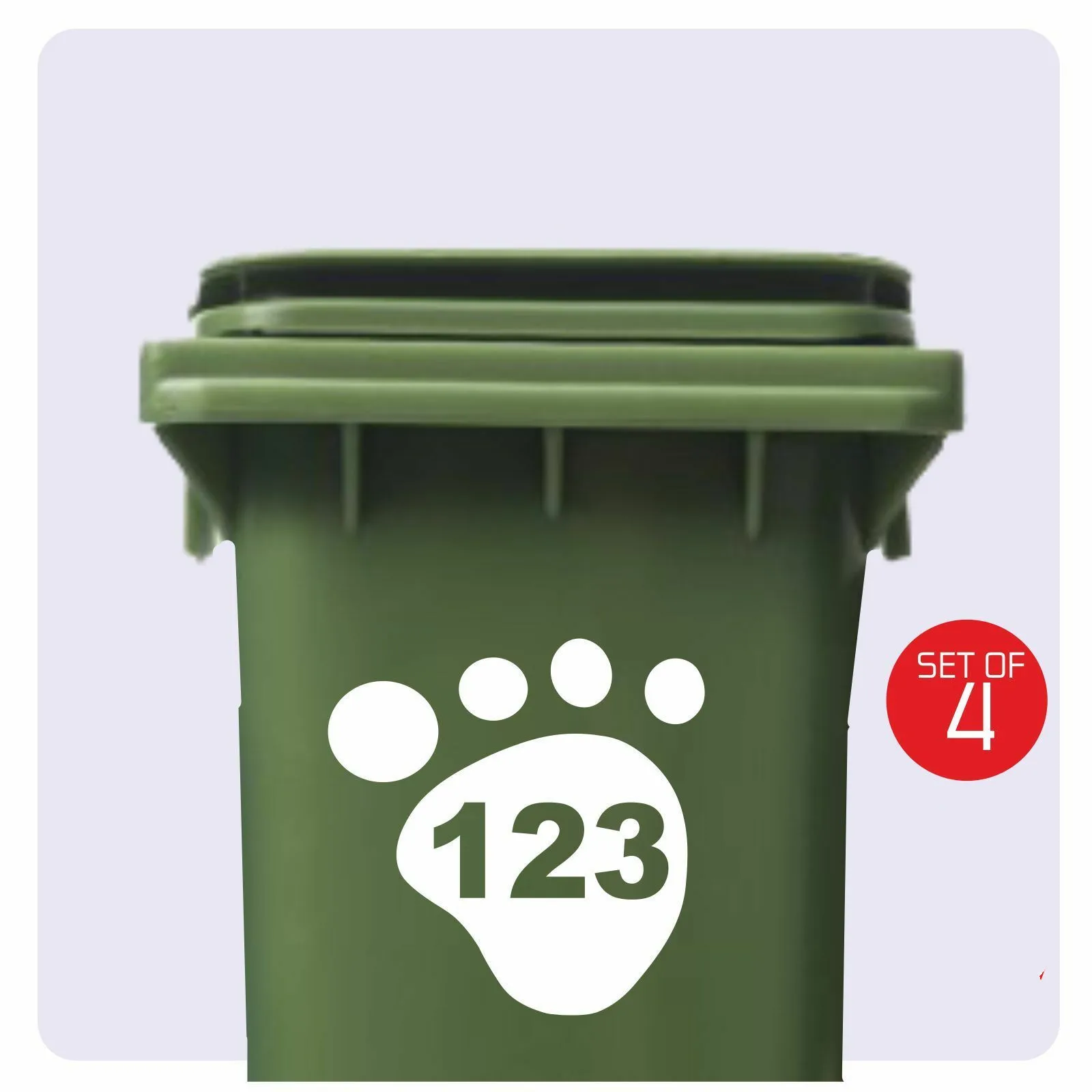 4 X White Wheelie Bin House Number Cute Feet Stickers Customized Personality Stickers 15cmx15cm