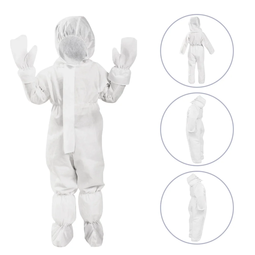 

Children Disposable White Protective Coverall Nonwoven Breathable Hooded One-Piece Coat Outdoor Activity Sports Travel Full Body