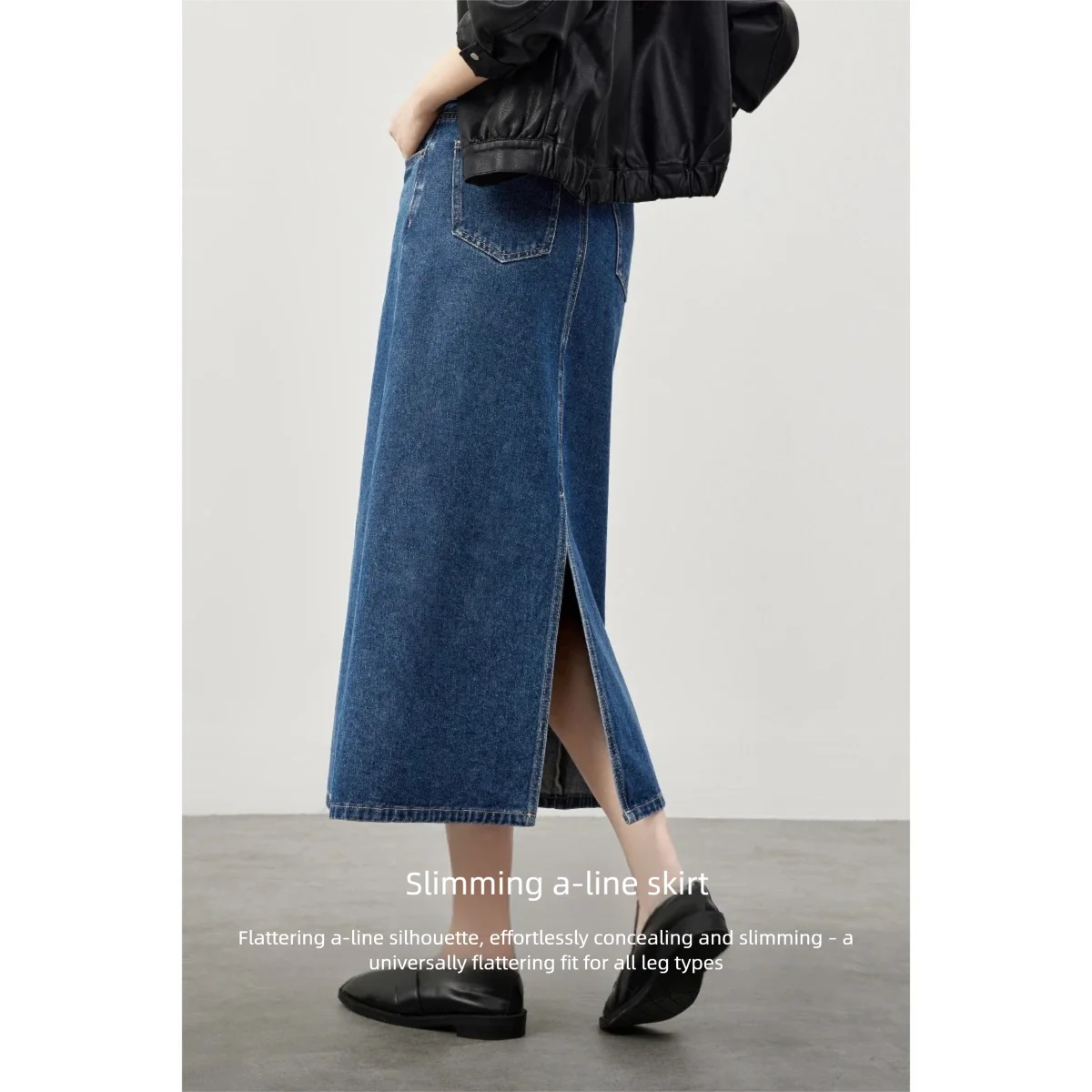 SENTUBILA jupe femmes 2025 automne a-ligne taille haute décontractée Jean jupes dame côté fente à la mode bas vêtements W51Q58715