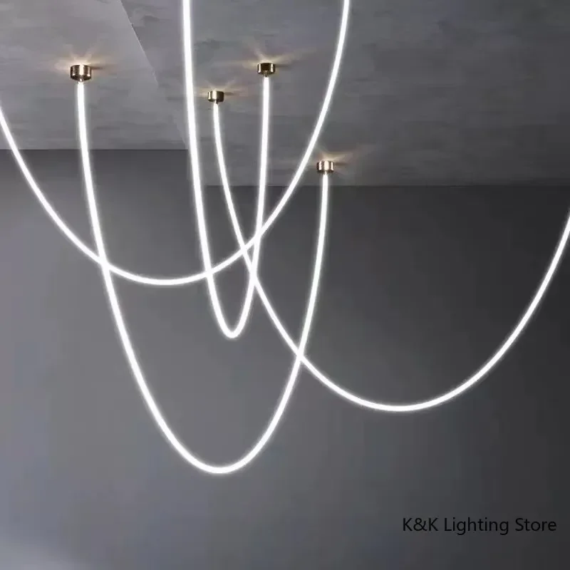 LED Silicone Chandelier 360-degree Luminous Light Strip Living Room Dining Room Pendant Lamp Simple Sales Department Hotel