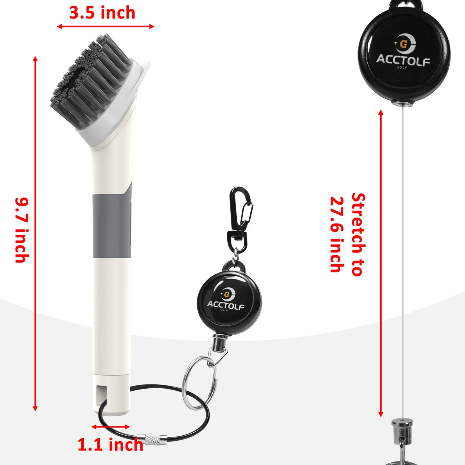 ゴルフクラブブラシ ポータブルゴルフクラブクリーニングブラシ 漏れ防止水貯蔵パイプ付き ゴルフブラシと溝クリーナー ジップライン付き