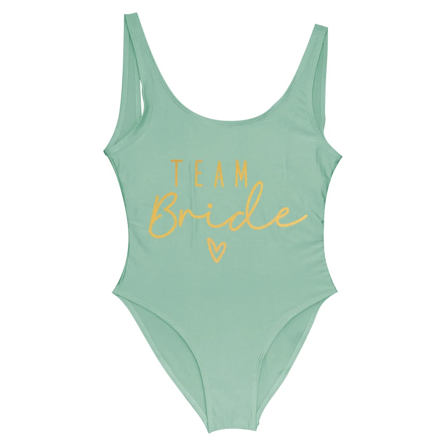 Traje de baño de una pieza con estampado verde para novia, traje de baño para mujer, traje de baño para despedida de soltera, ropa de baño de verano