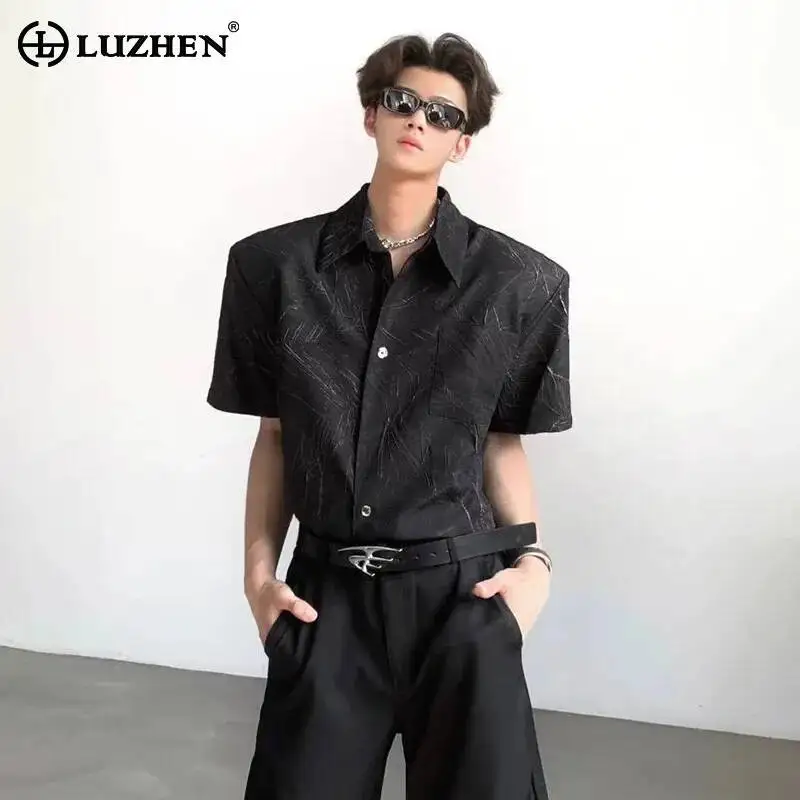 

LUZHEN 2026 Summer New Textured Pattern Short Sleeve Shirts Men's Stylish Elegant Original Handsome Casual Male Clothes JY6677