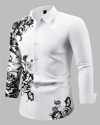 Men's shirt summer floral 3D printing lapel long sleeve shirt outdoor street long sleeve single breasted clothing fashion 6XL