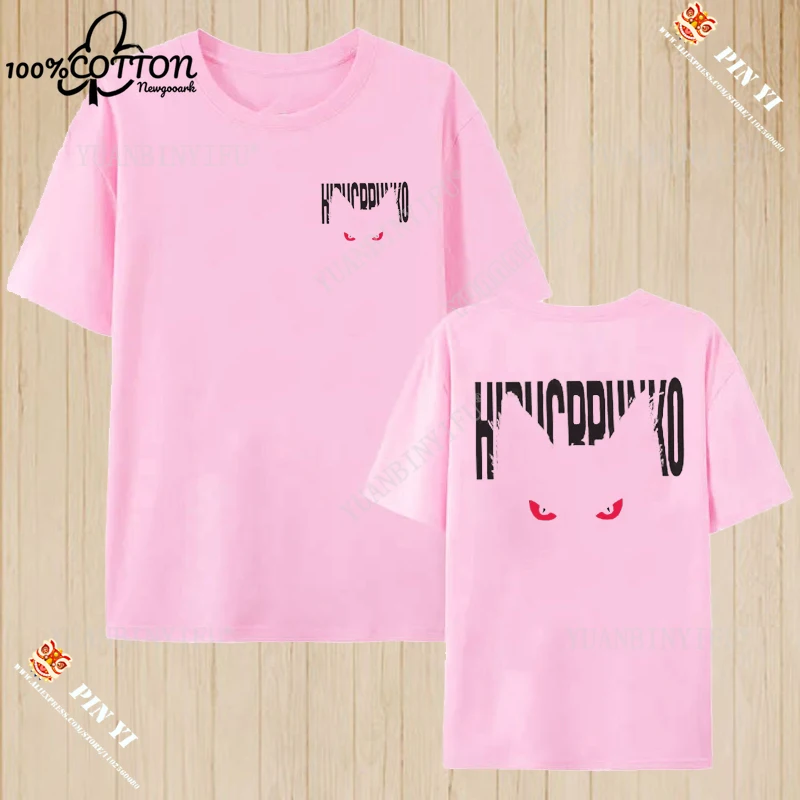 

Футболка с короткими рукавами из чистого хлопка с принтом демонического кота в американском стиле для лета, мужской и женский топ High Street Vibe, S-6XL