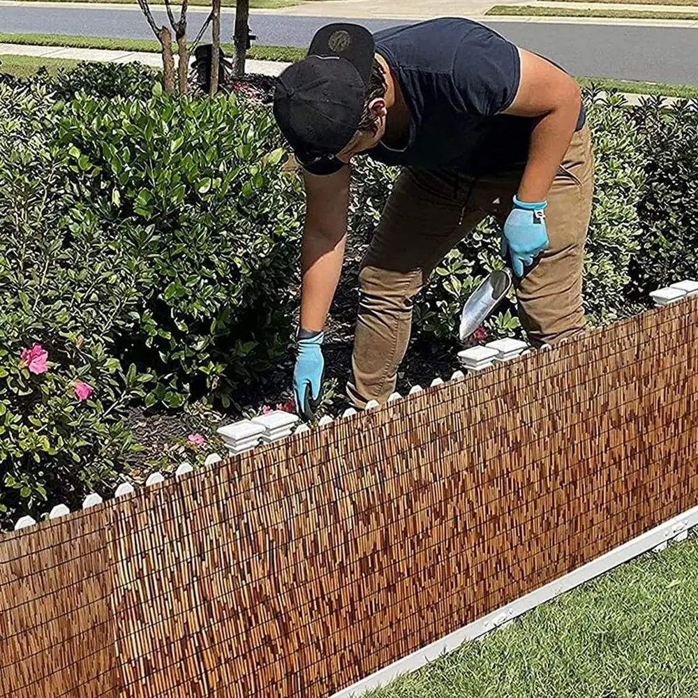 Rustic Brown 3.3ft x 16.4ft Bamboo Privacy Fence, Elegant and Natural Reed Curtain