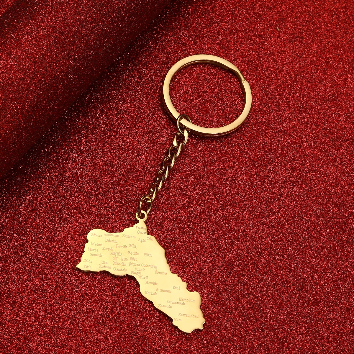 Stainless Steel Kurdistan Keychain Women Men Silver Color Gold Color Kurdish Jewelry