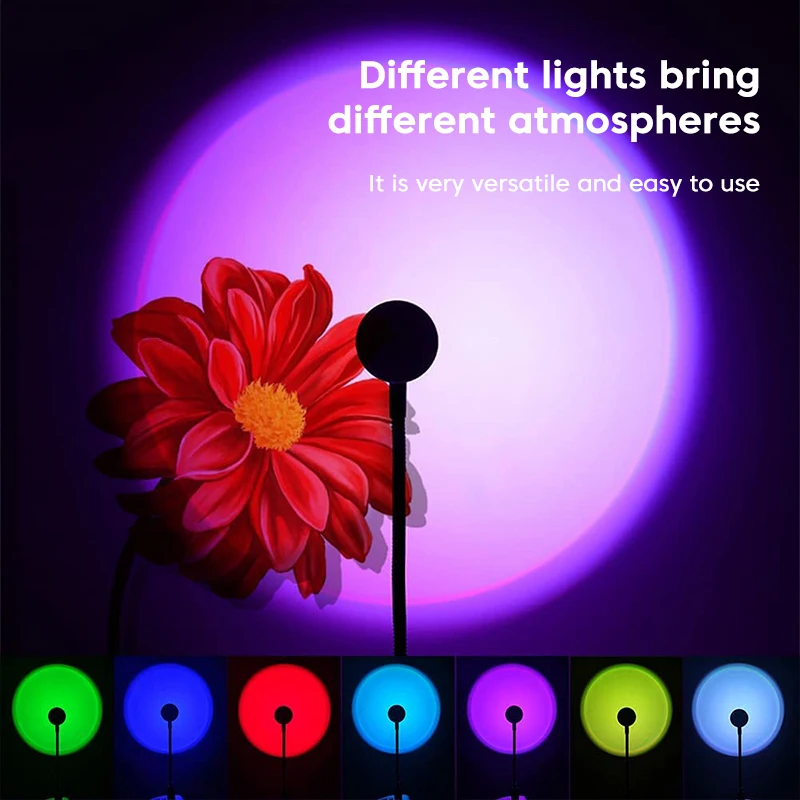 Led USB Sunset Lamp Night Light Projector Birthday Party Decoration Portable Mood Light For Bedroom Living Room Wall Photography