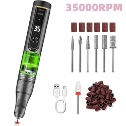 Ponceuse à ongles électrique sans fil, 35000RPM, Rechargeable, pour vernis Gel, accessoires de Salon de manucure