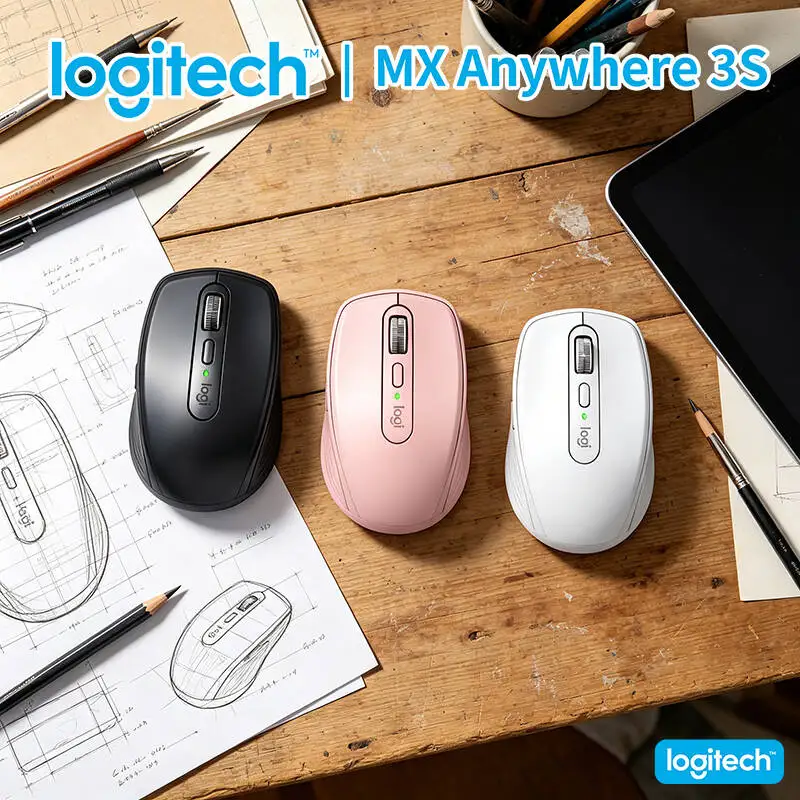 Logitech MX Anywhere 3S Wireless Mouse - 8000 DPI, MagSpeed Scroll, Multi-OS Compatibility, Office & Travel Use