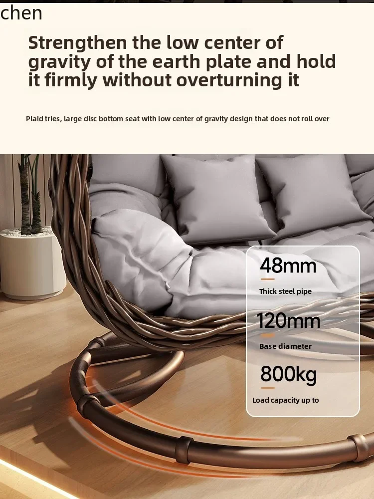 HT في الهواء الطلق أرجوحة معلقة كرسي فناء مزدوج كرسي معلق شرفة أرجوحة الروطان هزاز #4