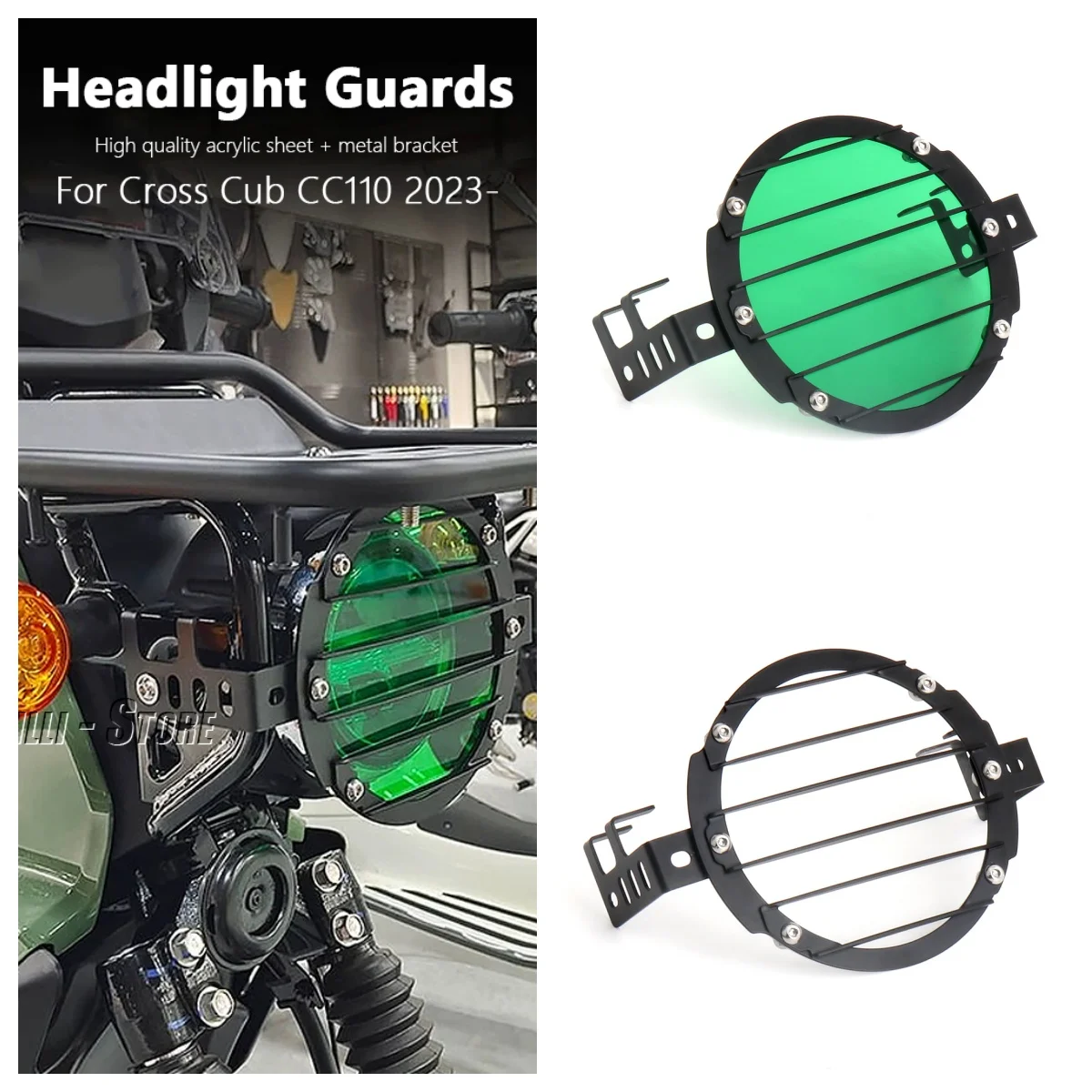 

Motorcycle Acrylic Headlight Grille Guard Front Head Light Protective Cover Headlamp Protector For Honda Cross Cub CC110 2023