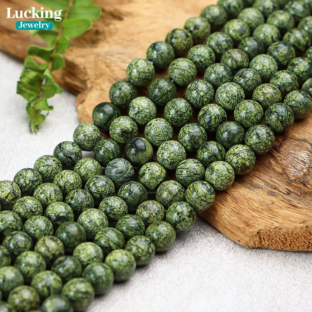 

A+ Natural 6-10mm Russian Serpentine Jade Smooth Round Stone Loose Beads For Jewelry Making DIY Bracelets Necklace