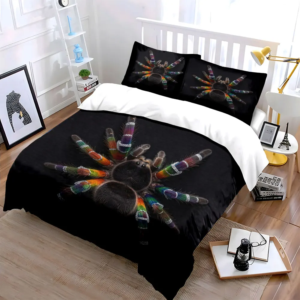 Stunning Rainbow Tarantula Duvet Cover Set with 3D Printing Design Soft Polyester Bedding Set All-Season Comfort for gifts