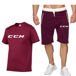 2022 New ccm Men's Sweatshirt Set T-shirt + shorts Tracksuit 2 Piece Set Outfits Jogger Suit Summer cotton Streetwear Clothes