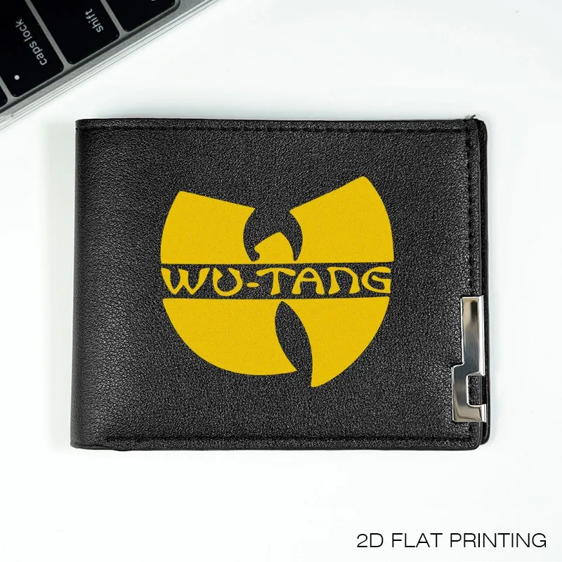 Portfel męski WU TANG LOGO ze skóry PU, krótki, w stylu biznesowym, lekki, wytrzymały, do codziennego użytku, modny dodatek.