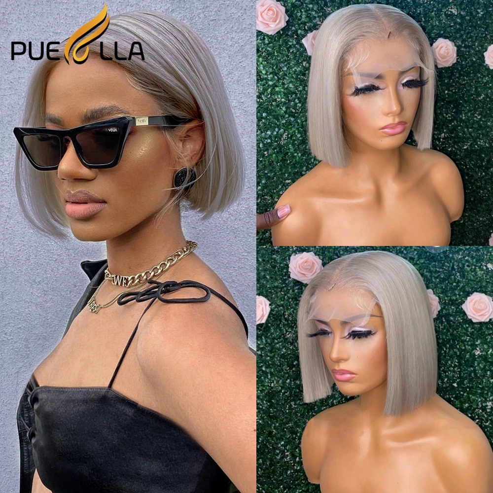 

Purple Grey Short 13x4 Lace Front Bob Wig Brazilian Human Hair Preplucked Pink Orange Pixie Cut Closure Frontal Wigs For Women