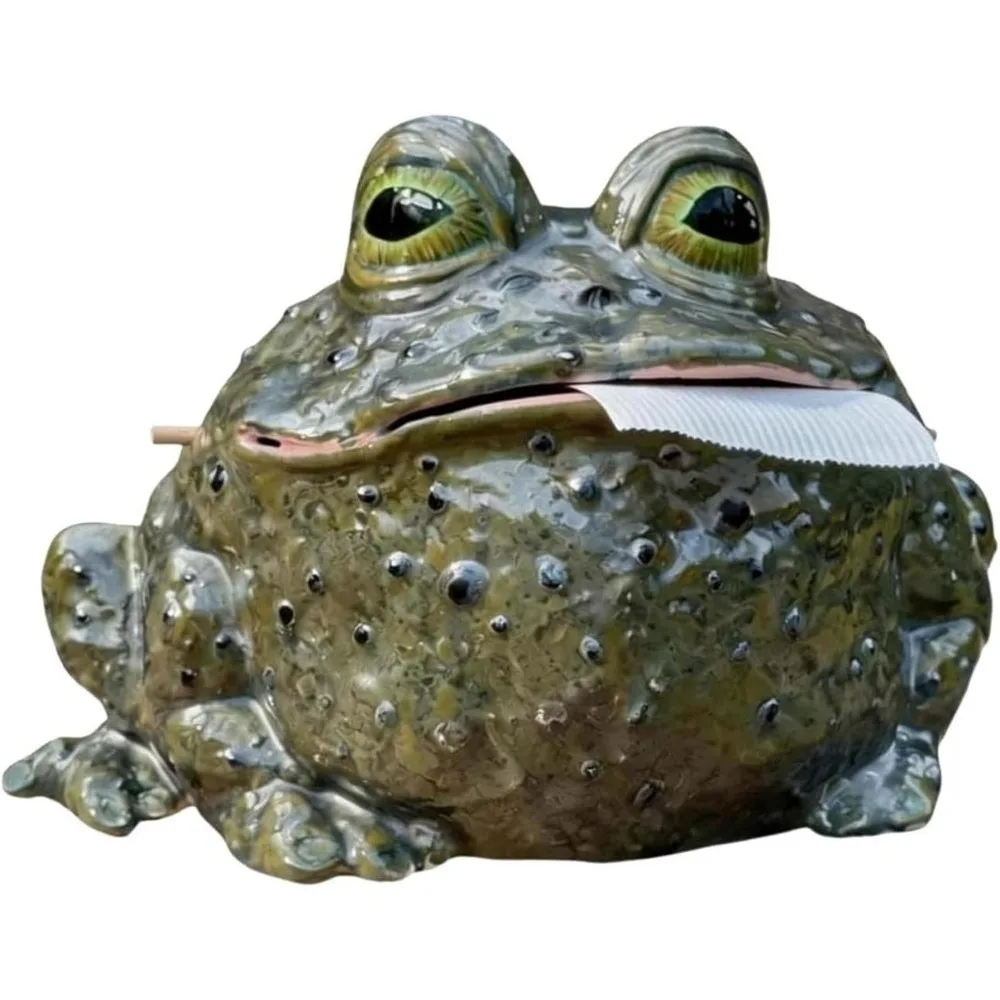 Lovely Funny Toad Tissue Holder 3D Model Resin Toilet Paper Holder Ornaments Decorative Frog Tissue Box Office Desk