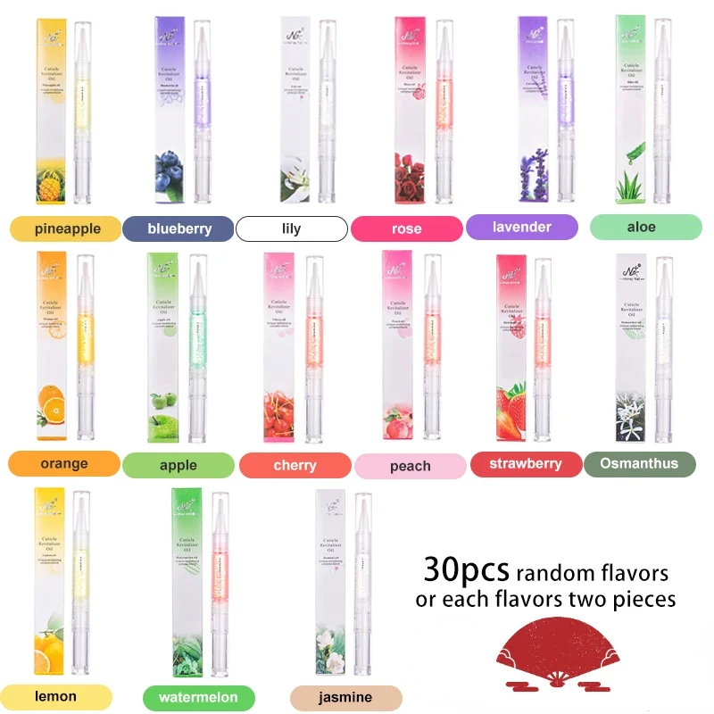 30PCS/15PCS Nourishing Oil Pen Anti-dead Skin Barbs Moisturizing Skin Care Nail Edge Solution 15 Flavors Soften Barbs Firm Nails