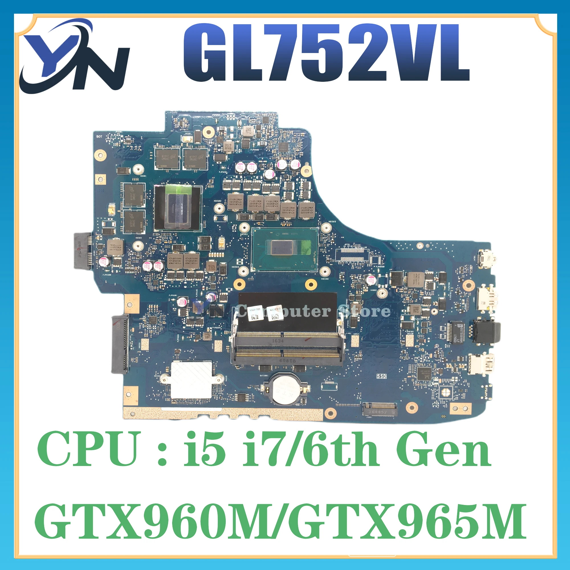 Mainboard For ASUS ROG GL752VL GL752VW GL752VWM GL752VLM ZX70V FX71PRO Laptop Motherboard I5 I7 6th Gen GTX960M GTX965M