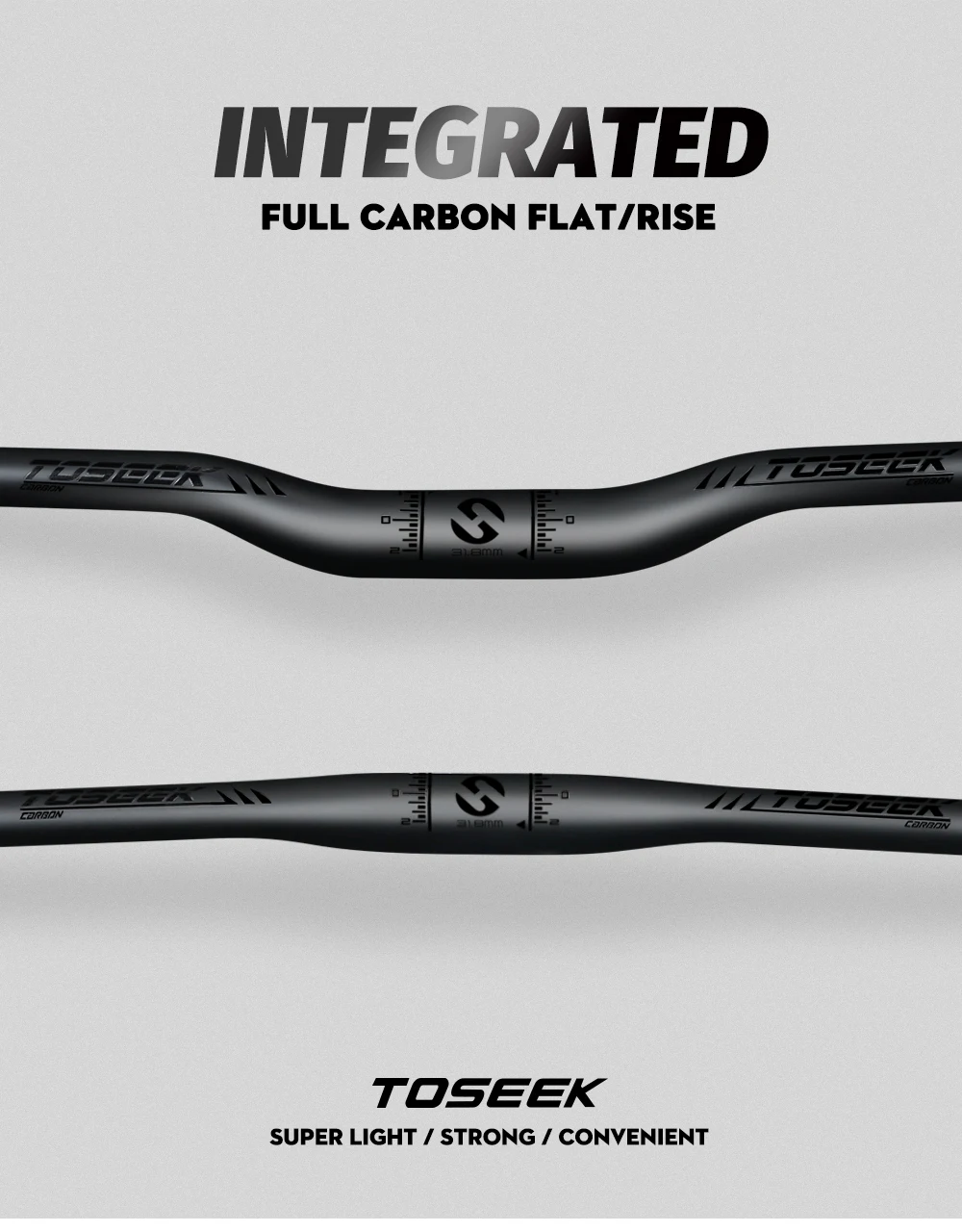 TOSEEK TM11 Schwarz Matt Carbonfaser-Lenker MTB Fahrradlenker Mountainbike-Lenker 31,8mm Riser oder Flachlenker 580-760mm – Detail 3
