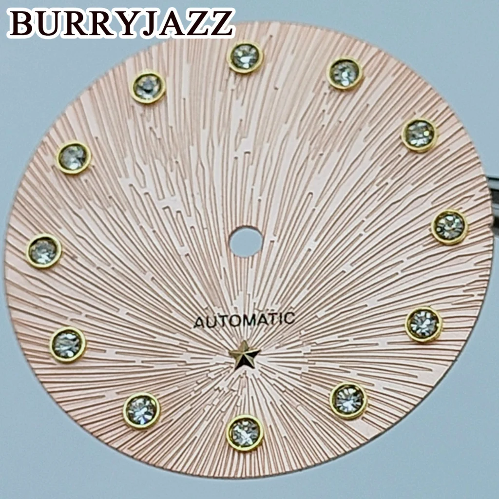 BURRYJAZZ 24.5mm Dial Deville Watch Dial With Diamond Index Star Decoration Fit For NH05 NH06 Lady's Watch Modified Accessories