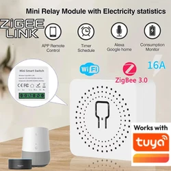 WiFi/Zigbee 3.0 Smart Switch 16A/20A Timer Circuit Breaker 2-Way Control for Alexa Google Home Voice Control Automation Relay