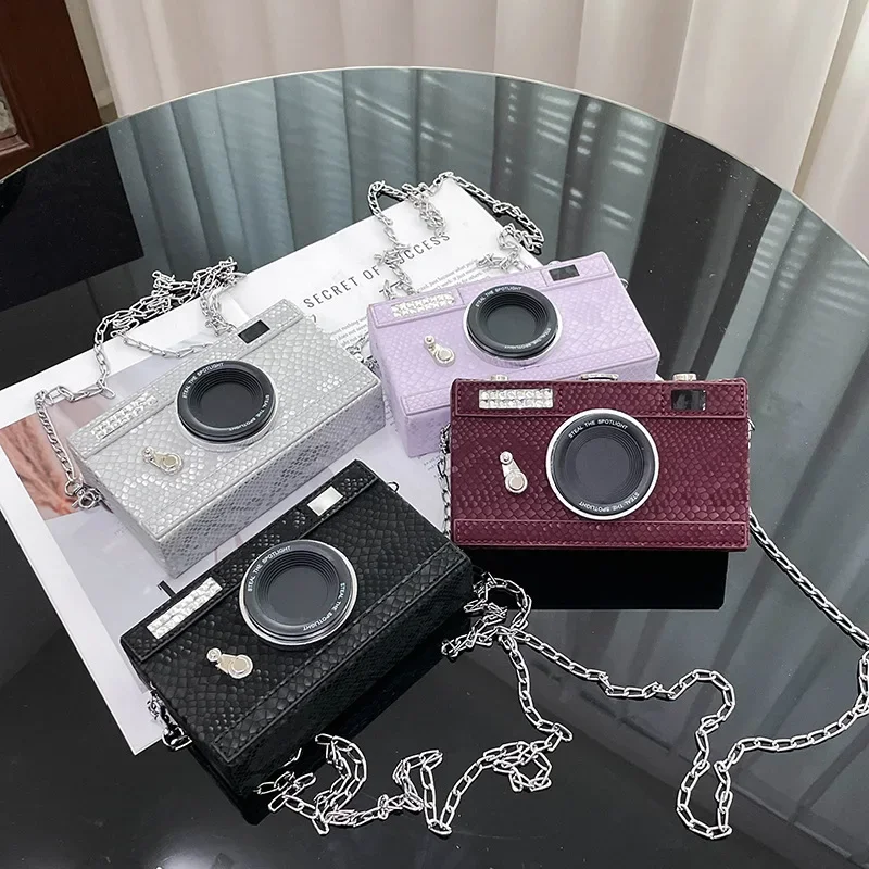 حقيبة صغيرة، حقيبة كاميرا مخصصة للفتيات، حقيبة مربعة صغيرة عصرية بكتف واحد مزينة بالترتر، حقيبة صندوق بسلسلة كروس