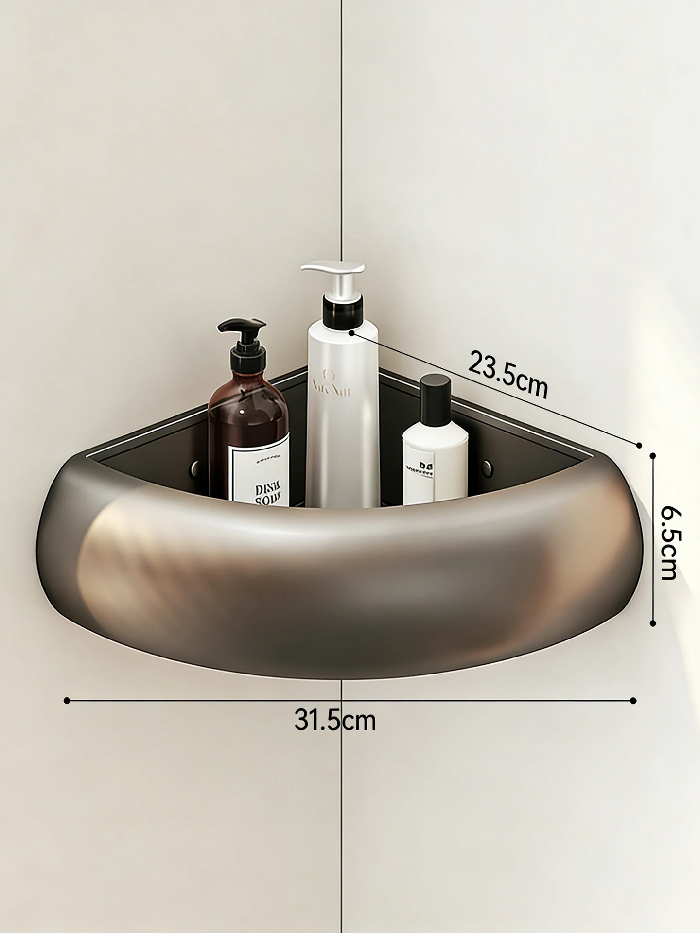 Upgrade Space Aluminum Arc Triangle Basket No-Drill/Drill Bathroom Shelf  Rust-Proof Easy Clean for Balcony Kitchen