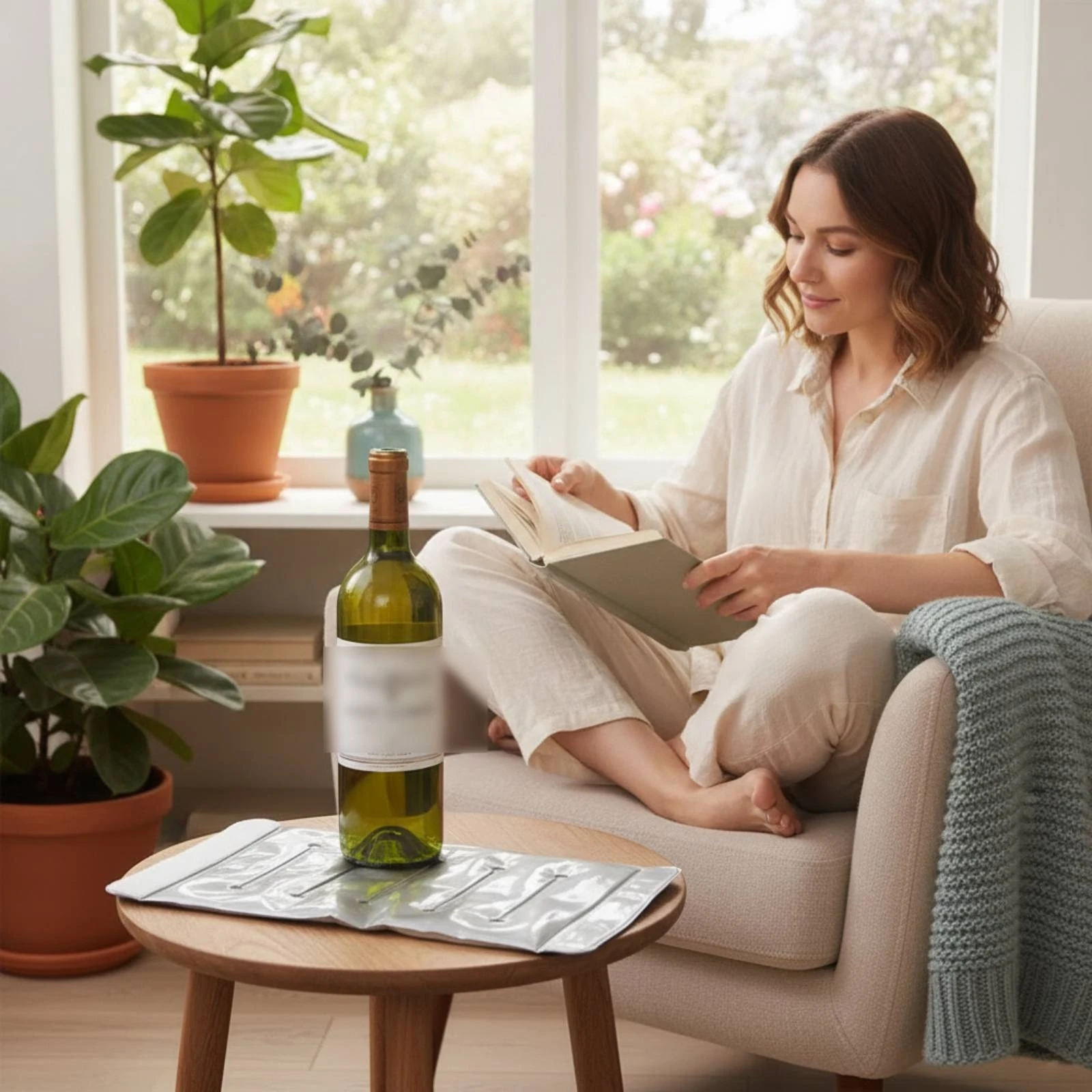 Wine Bottle Cooling Sleeve Slim Wine Cooler Sleeve Bottle Cooling Wrap with Hook-and-Loop Fastener Long-Lasting Adjustable
