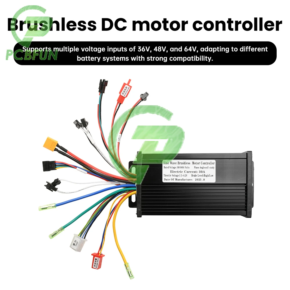 

750W-1500W 36V 48V Controller 30A Sine Wave Brushless Motor Controller Driver SM Connector Instrument Electric Bicycle S866