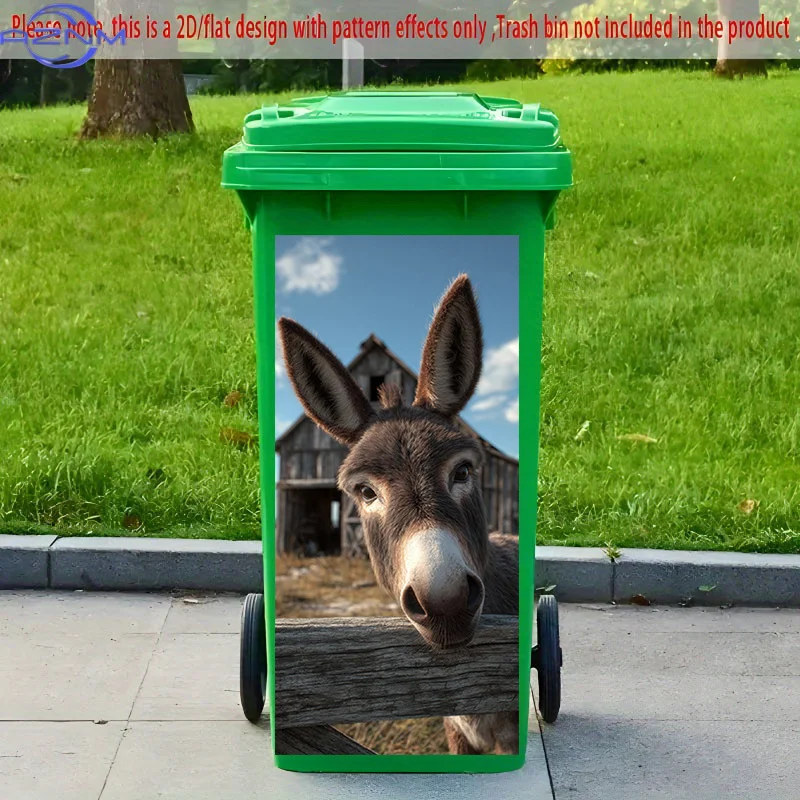 1pc of 2D Pattern Printing Sticker for Kitchen Trash Bins, Measuring X Cm, Featuring The Theme 'Donkey And Old House'. This Se