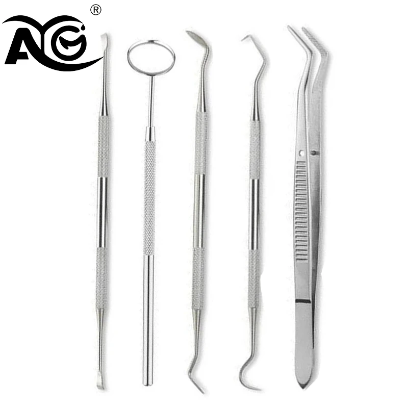 

AG 20pcs Stainless Steel Dental Mouth Mirror Steel Tweezers Elbow Probe Dentist Instrument Teeth Cleaning Whitening Dentistry