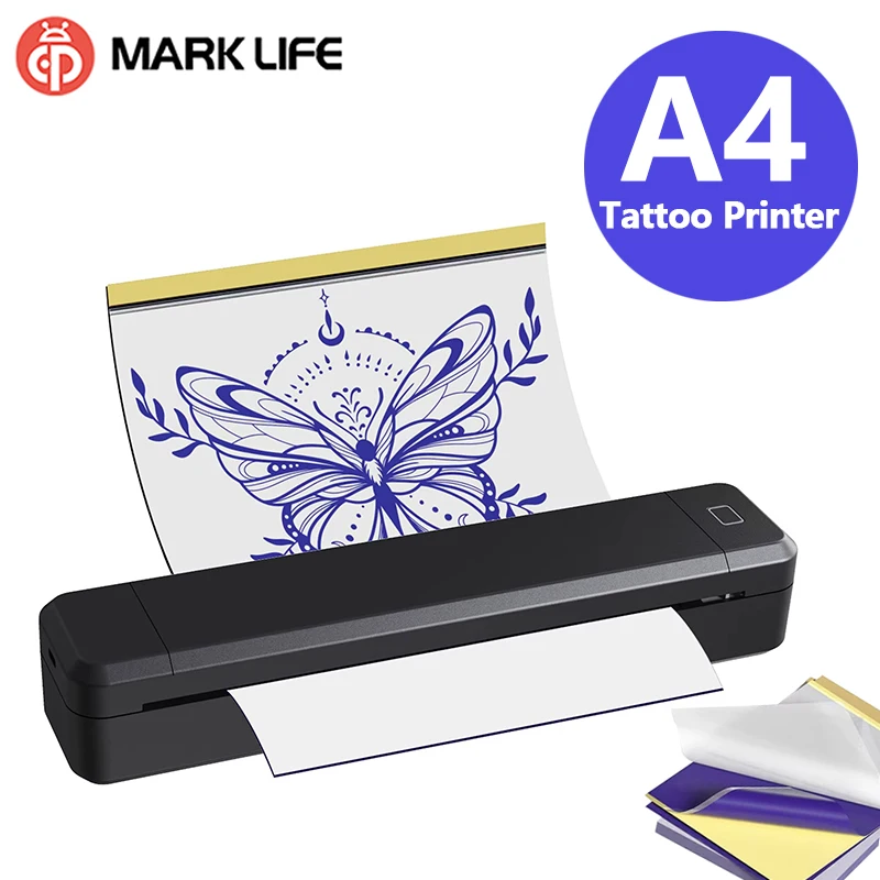 

Портативный термопринтер Marklife X8 формата A4, мини-принтер для переноса татуировок, совместимый с iPhone и Android, для тату-мастеров