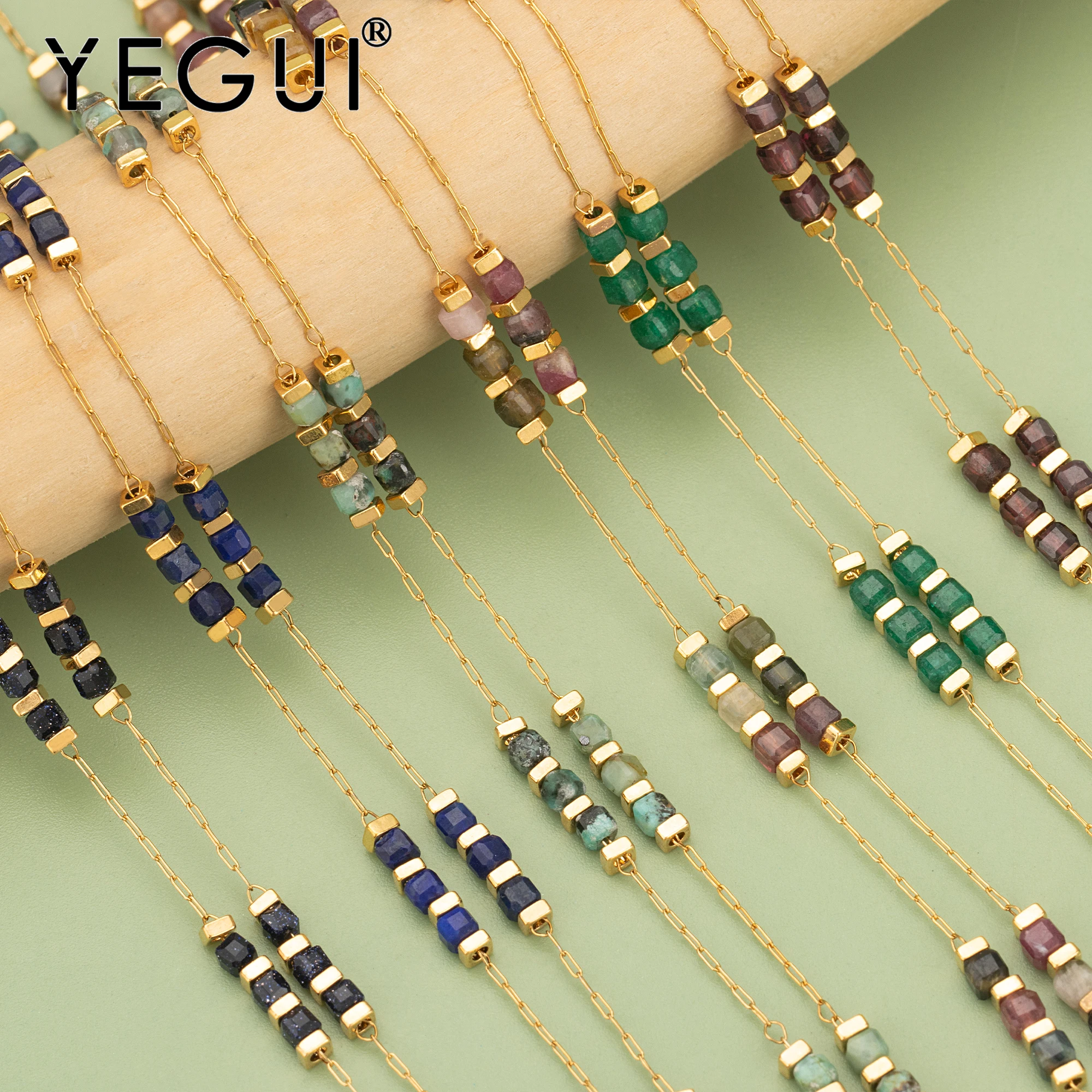 YEGUI C366,chain,natural stone,stainless steel,nickel free,charms,hand made,jewelry making,diy bracelet necklace,1m/lot