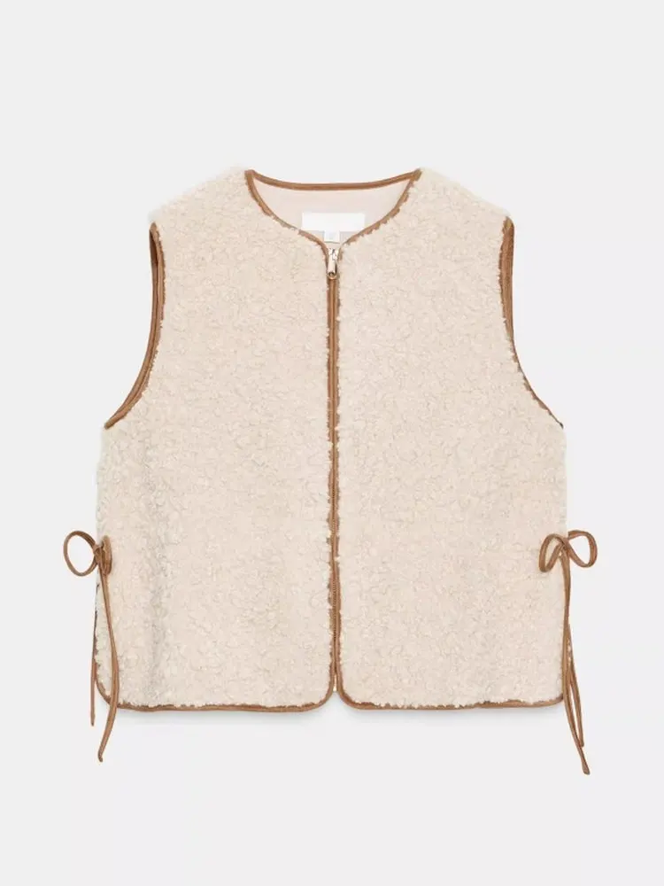 سترة مخملية مستديرة قابلة للتعديل من Ne Lamb 2025 شتاء جديد Sle Sweet Faion فضفاضة عقدة ديكور نسائي Faion #2