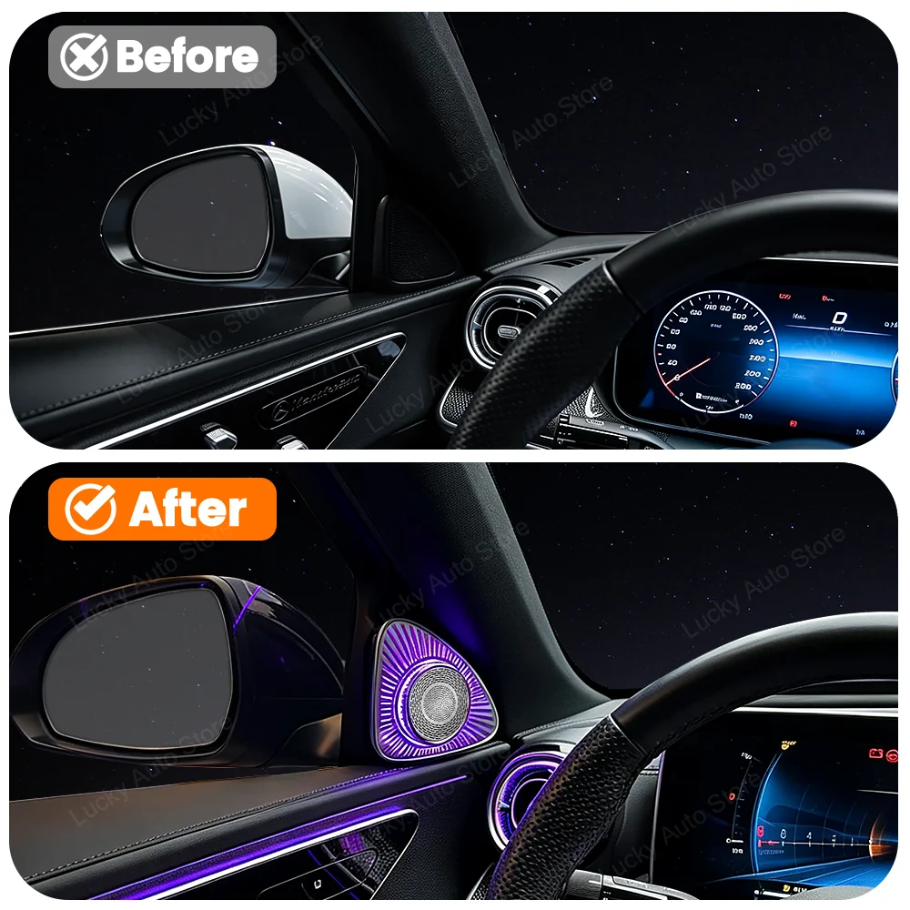 For Mercedes Benz W206 C-class 2022+ Car LED 3D 4D 5D Speaker 64 Color Ambient Light RGB LED Treble Horn Refit Accessory