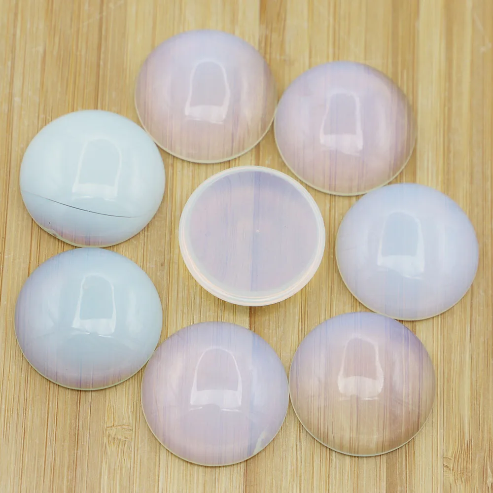 

30MM New Natural Stone Opal Round CAB Cabochon Quartz No Drilled Hole Bead DIY Jewelry Making Bracelet Earring Accessories 10Pcs