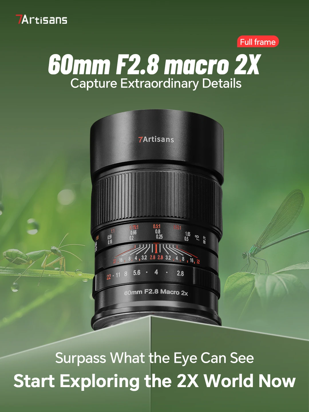 7artisans 60mm F2.8 Full Frame 2X Macro Lens for Sony E, Nikon Z, Canon RF Mount Cameras for A7IV A7III Z6 Z7 Z30 R5 R6 RP R50