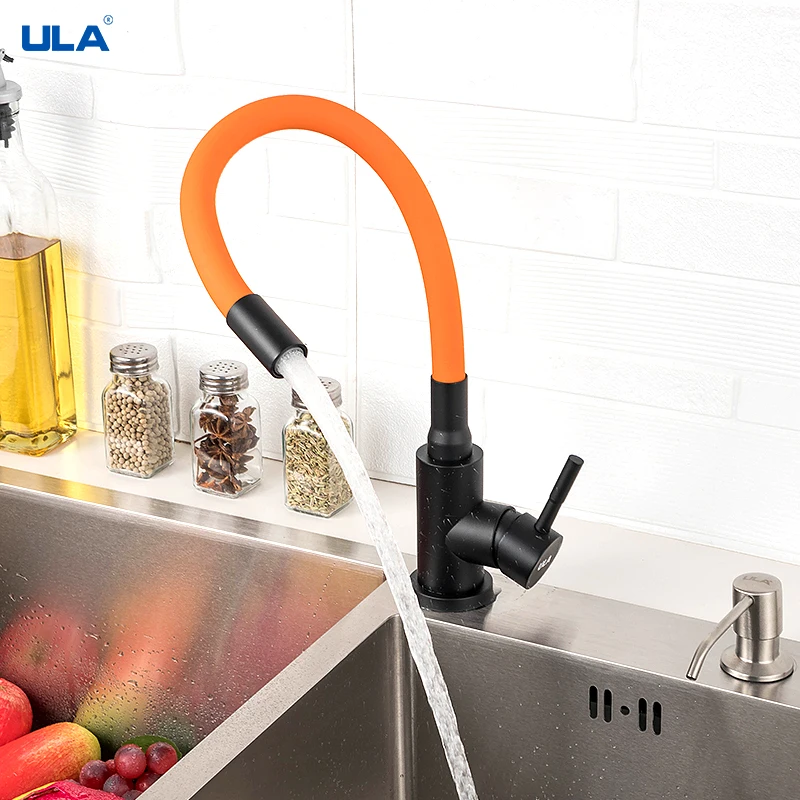 ULA Kitchen Faucet Flexible Spout Kitchen Sink Faucet Color Hose 360 Degree Rotate Hot Cold Water Sink Mixer(Without Water Pipe)