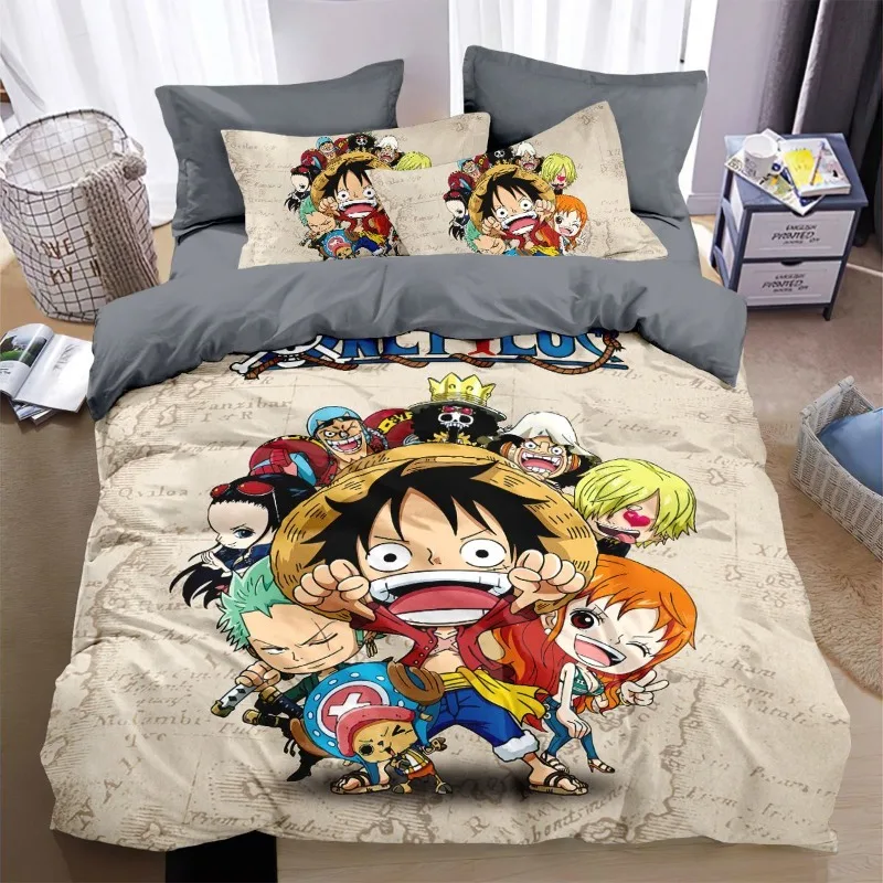 

One Piece Anime Creative Peripheral Luffy Zoro Chopper Nami Robin Dormitory Bedroom Pure Cotton Bedding Four-Piece Set Wholesale