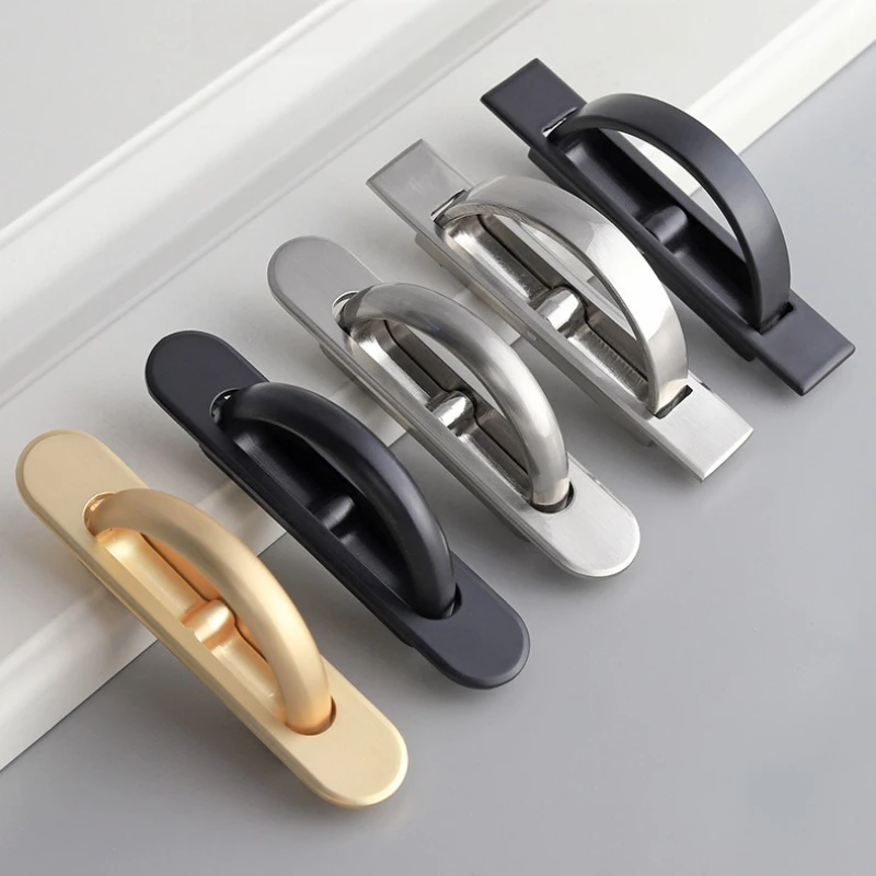 Tatami Groove Concealed Handle Hidden Embedded Rotary Flip Concealed Button Handle Wardrobe Cabinet Drawer Cabinet Door Handle