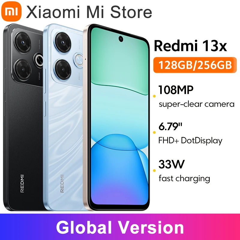 グローバルバージョン Xiaomi Redmi 13X スマートフォン MTK Helio G91 Ultra 108MP スーパークリアカメラ 6.79 インチ FHD+ ディスプレイ 33W 高速充電