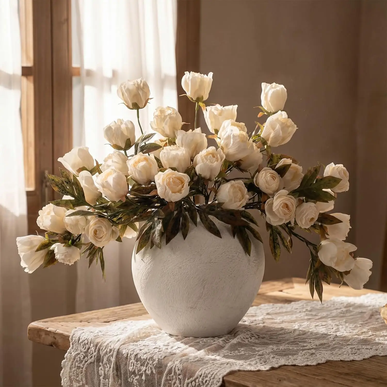 

8 Pcs Faux Peony Stems Artificial Silk Flowers Real Look Vintage for Vase Filler Bouquet Home Decor