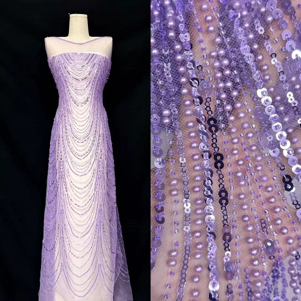 

Африканская кружевная ткань, Новое поступление 2025, высокое качество, нигерийская ткань с блестками и бисером, кружевная ткань с вышивкой для вечерних платьев SZ1222