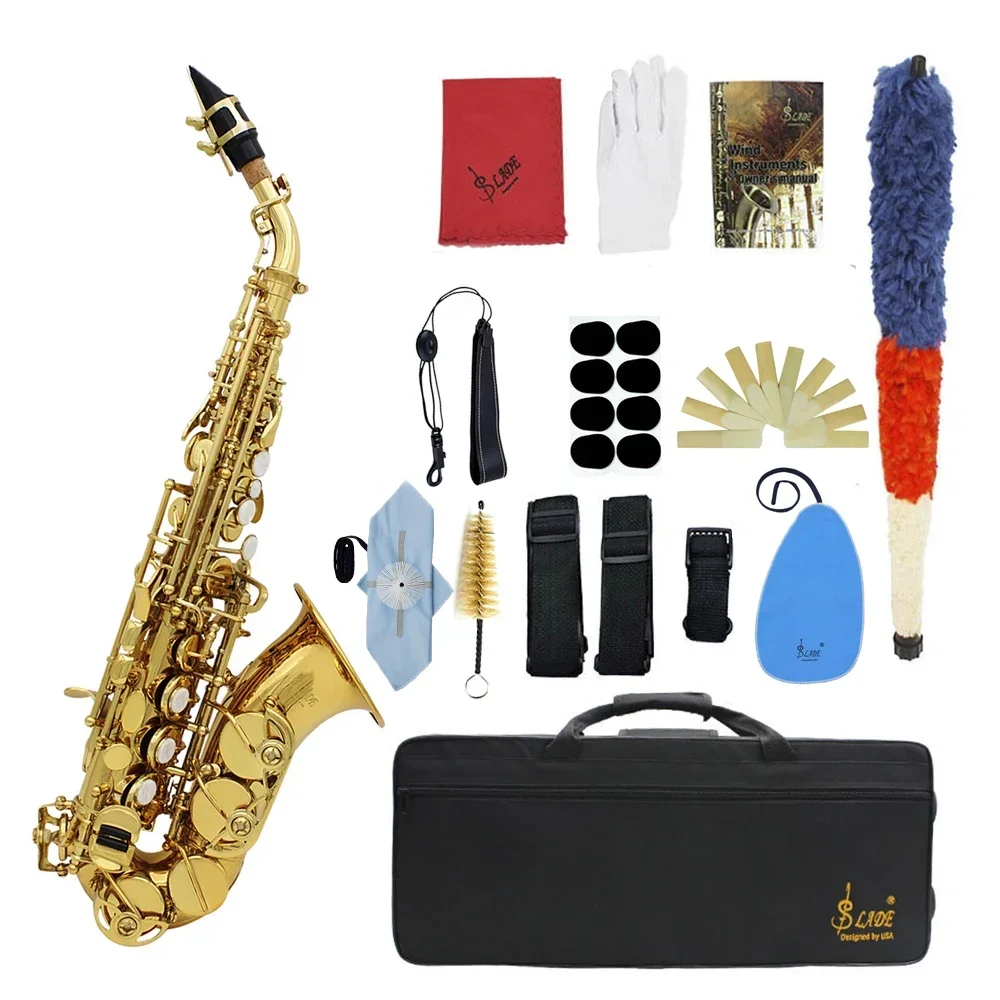 SLADE Bb Tone Soprano Saxophone Engraved Floral Design Brass Wind Instrument with Case Mouthpiece And Reeds - Complete Saxofon
