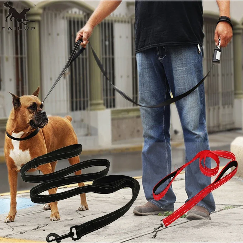 

Two Handle Dog Leash Traffic Padded 2 Handle Heavy Duty Dog Harness Leash Rope 6ft Safety Reflective Collar Leashes For Dogs