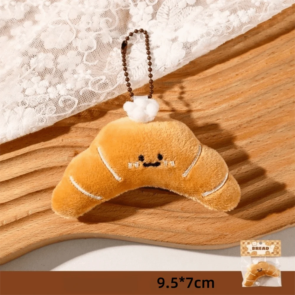 Porte-clés pendentifs en peluche créatifs, poupées de petits pain de dessin animé, pendentifs de sacs, accessoires de sac à dos pour fille