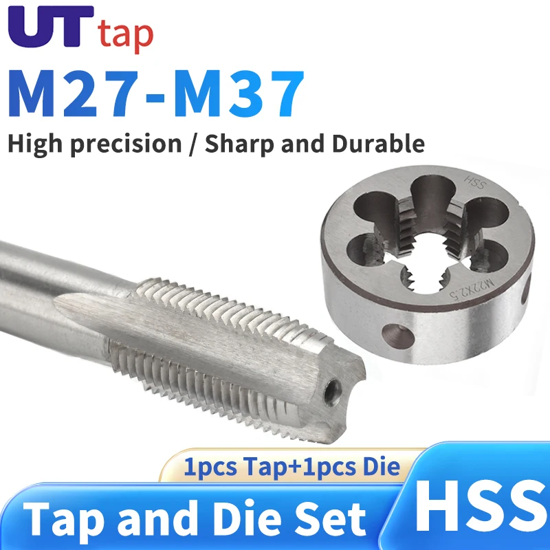 

UT TAP 1SET HSS 6542 Multifunction Tap and Die Set M27-M37 Metric Screw Thread Hand Taps Straight Fluted Tap Die and Thread Tool
