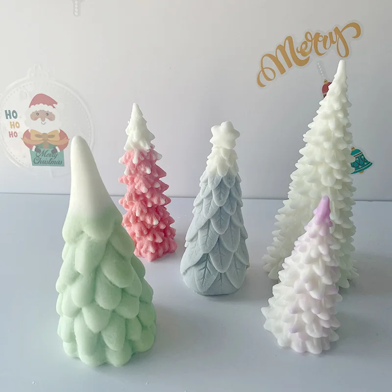 

3D Christmas Tree Collection Scented Candle Mold DIY Handmade Plaster Silicone Mold Room Fragrance Handmade Making Supplies